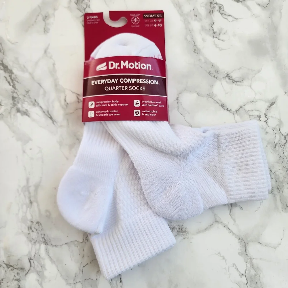Dr. Motion Compression Socks Quarter Socks 6 Pairs Size Socks 9–11 Shoe 4-10